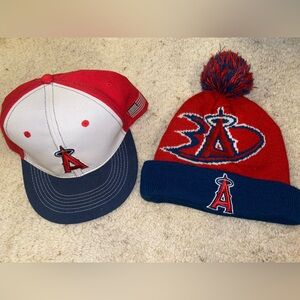 Red White and blue Angels Hat and Angels Ducks Beanie Bundle